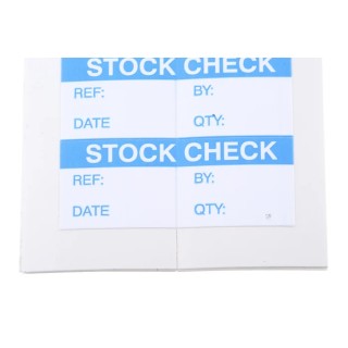 RS PRO Pre-Printed Adhesive Label Stock Check Blue Text 38mm x 15mm 140 Per Pack 450-6215