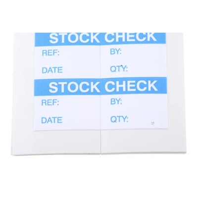 RS PRO Pre-Printed Adhesive Label Stock Check Blue Text 38mm x 15mm 140 Per Pack 450-6215