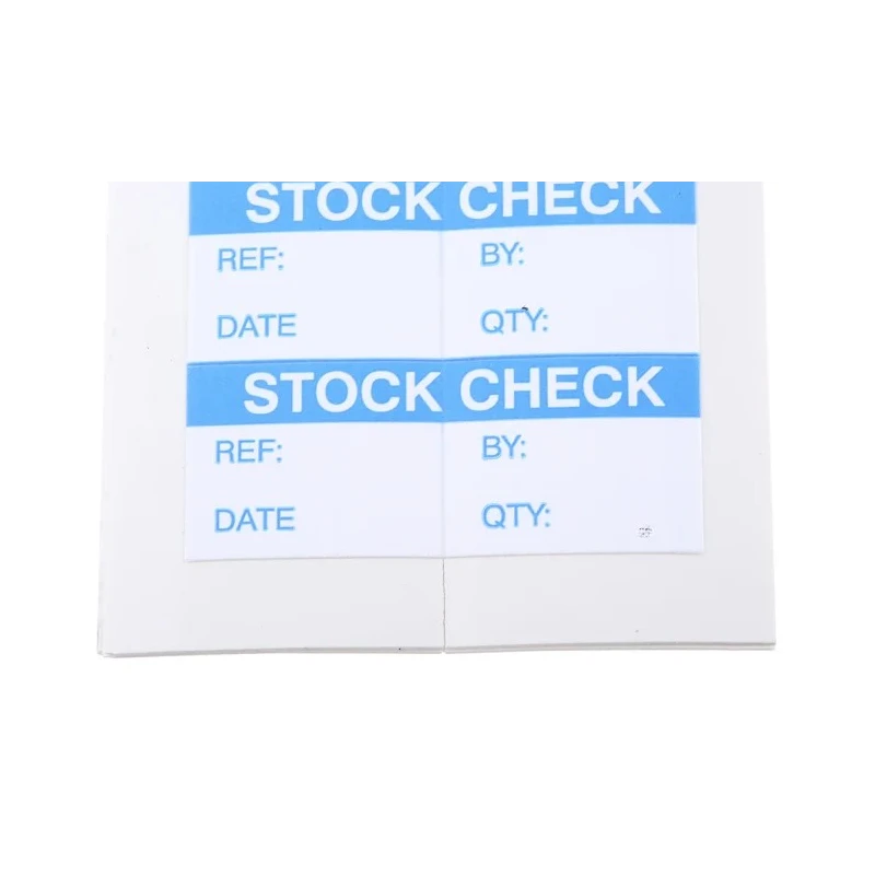 RS PRO Pre-Printed Adhesive Label Stock Check Blue Text 38mm x 15mm 140 Per Pack 450-6215