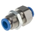 Festo Pneumatic Fitting QSS Series Push-in Bulkhead Connector Push In 10 mm, Nickel Plated Steel Polybutylene QSS-10-F