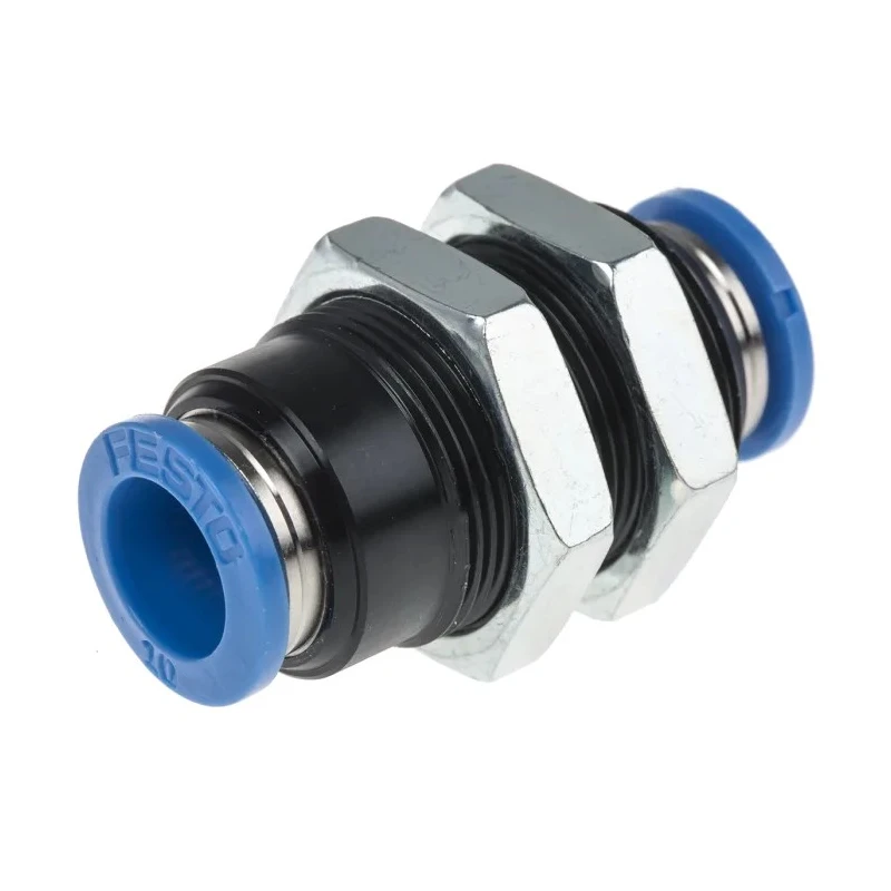 Festo Pneumatic Fitting QSS Series Push-In 10 mm Connection Size POM Nickel Plated Brass Stainless Steel QSS-10