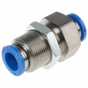 Festo Pneumatic Fitting Push-in 8 mm Tube-to-Tube Bulkhead Adaptor, Nickel Plated, 14 bar Maximum Operating Pressure QSS-8-F