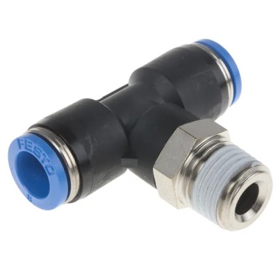 Festo QS Series Push-In T-Shape Pneumatic Fitting Threaded-to-Tube Connection Size 8 mm 14 bar QST-1/4-8