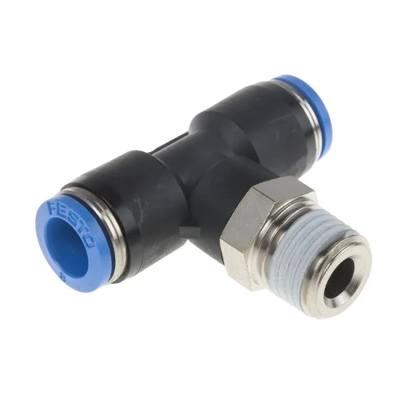 Festo QS Series Push-In T-Shape Pneumatic Fitting Threaded-to-Tube Connection Size 8 mm 14 bar QST-1/4-8