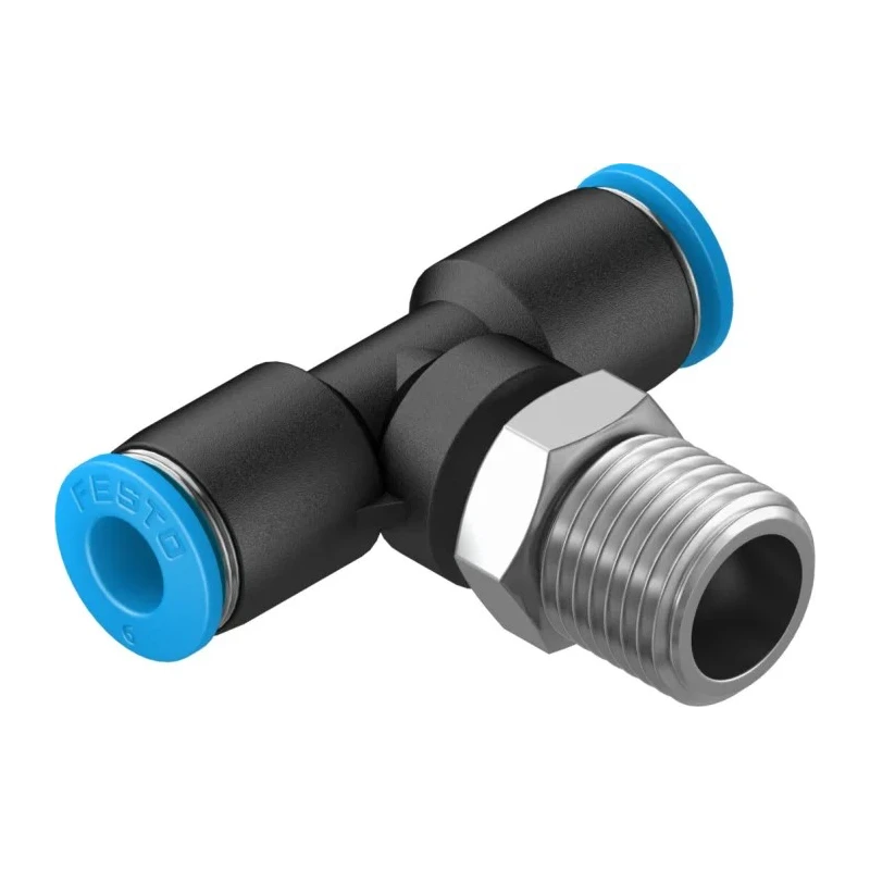 Festo Polybutylene Terephthalate Pneumatic Fitting Threaded-to-Tube Push-in 6 mm Male R 1/4 QS Series QST-1/4-6