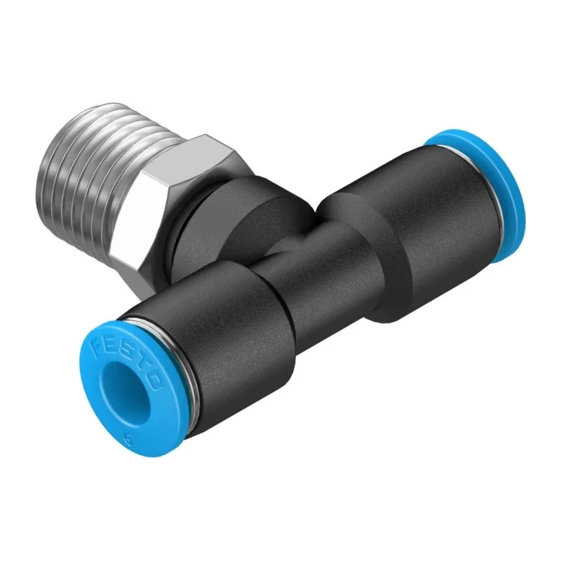 Festo Polybutylene Terephthalate Pneumatic Fitting Threaded-to-Tube Push-in 6 mm Male R 1/4 QS Series QST-1/4-6