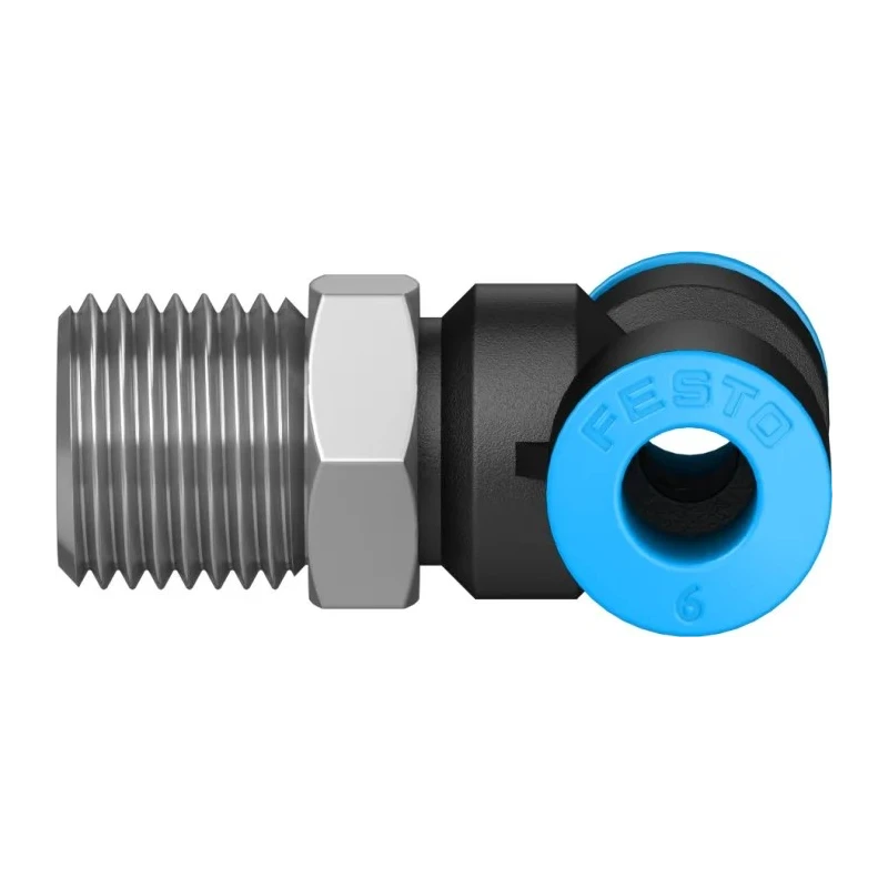 Festo Polybutylene Terephthalate Pneumatic Fitting Threaded-to-Tube Push-in 6 mm Male R 1/4 QS Series QST-1/4-6