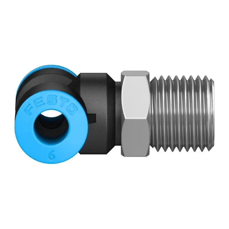 Festo Polybutylene Terephthalate Pneumatic Fitting Threaded-to-Tube Push-in 6 mm Male R 1/4 QS Series QST-1/4-6