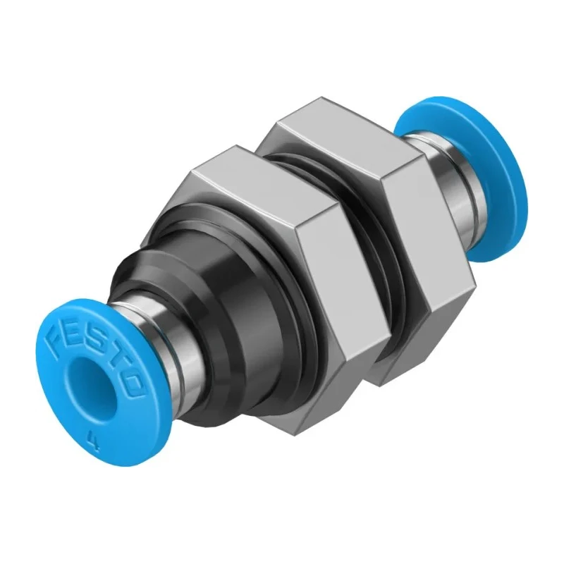Festo Pneumatic Fitting Brass Nickel Plated Push In 4 mm Push-in 14 Bar Max Operating Pressure QSS-4