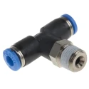 Festo Pneumatic Push-In T-Shape Fitting QS Series Threaded-to-Tube Connector, Push-In 4 mm, Max Pressure 14 bar QST-1/8-4