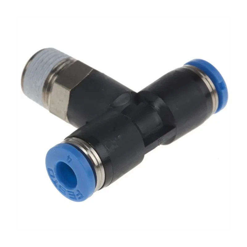 Festo Pneumatic Push-In T-Shape Fitting QS Series Threaded-to-Tube Connector, Push-In 4 mm, Max Pressure 14 bar QST-1/8-4