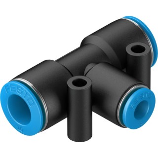 Festo Pneumatic Fitting Tee Tube-to-Tube Adapter Push-in 10 mm, Maximum Operating Pressure 14 bar, Maximum QST-10-6