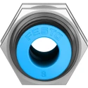 Festo Pneumatic Fitting Push-in Bulkhead Tube-to-Tube Adaptor, Nickel Plated Brass, Nitrile Rubber, 8 mm, 14 bar, -10 QSS-8