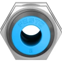 Festo Pneumatic Fitting Push-in Bulkhead Tube-to-Tube Adaptor, Nickel Plated Brass, Nitrile Rubber, 8 mm, 14 bar, -10 QSS-8