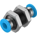 Festo Pneumatic Fitting Push In 6 mm Stainless Steel, POM, Polybutylene Terephthalate, Nitrile Rubber (NBR) QSS-6