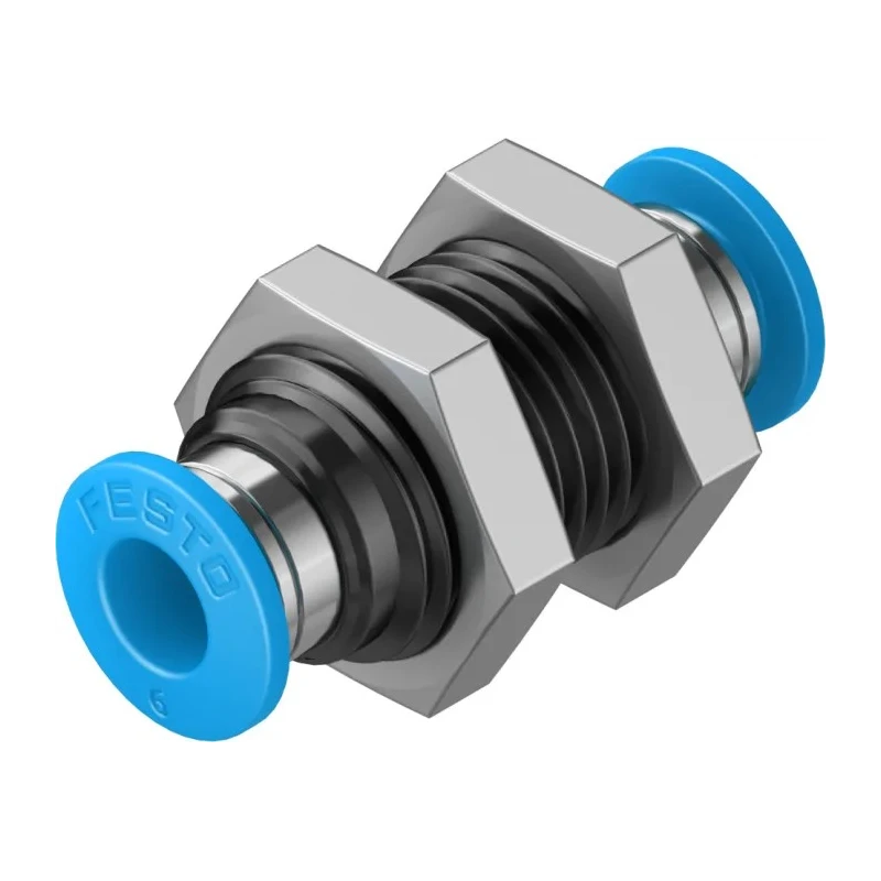 Festo Pneumatic Fitting Push In 6 mm Stainless Steel, POM, Polybutylene Terephthalate, Nitrile Rubber (NBR) QSS-6