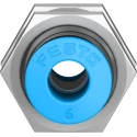 Festo Pneumatic Fitting Push In 6 mm Stainless Steel, POM, Polybutylene Terephthalate, Nitrile Rubber (NBR) QSS-6