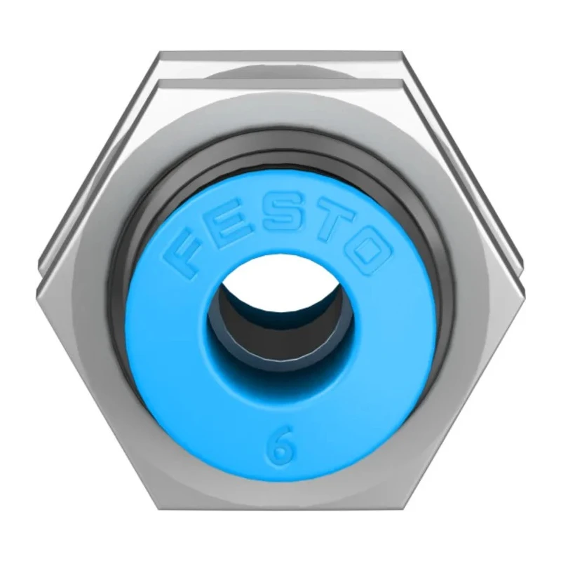 Festo Pneumatic Fitting Push In 6 mm Stainless Steel, POM, Polybutylene Terephthalate, Nitrile Rubber (NBR) QSS-6