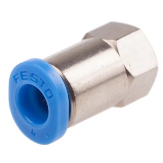 Festo Pneumatic Fitting 4mm Push-in, Female Thread M3 G Nickel-Plated Brass QSMF-M3-4