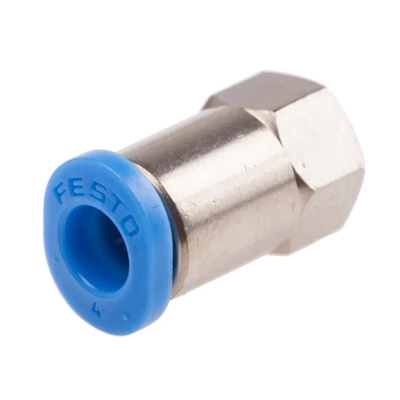 Festo Pneumatic Fitting 4mm Push-in, Female Thread M3 G Nickel-Plated Brass QSMF-M3-4