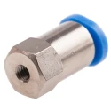 Festo Pneumatic Fitting 4mm Push-in, Female Thread M3 G Nickel-Plated Brass QSMF-M3-4