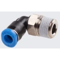 Festo Nickel Plated Brass Pneumatic Fitting Male R 1/8 in Threaded-to-Tube Push In 4 mm QSML-1/8-4