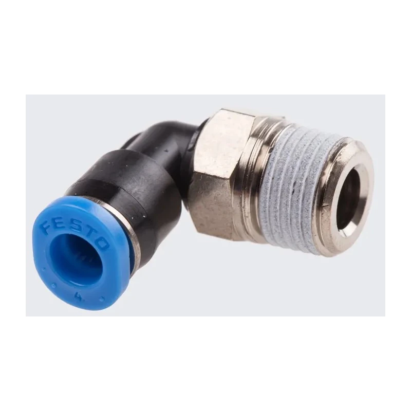 Festo Nickel Plated Brass Pneumatic Fitting Male R 1/8 in Threaded-to-Tube Push In 4 mm QSML-1/8-4