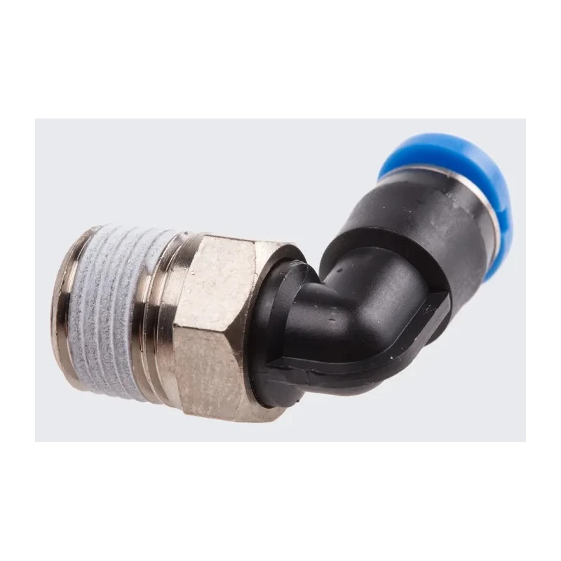Festo Nickel Plated Brass Pneumatic Fitting Male R 1/8 in Threaded-to-Tube Push In 4 mm QSML-1/8-4