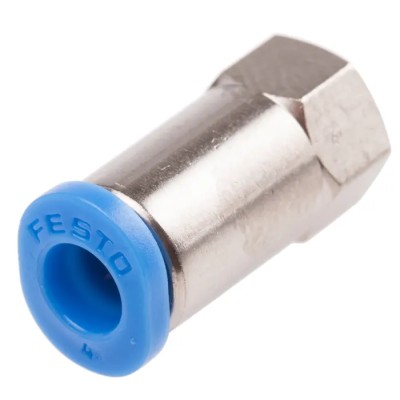 Festo QSMF Series Pneumatic Fitting 4mm Push-in Female M5 G Threaded-to-Tube Nickel Plated Brass QSMF-M5-4