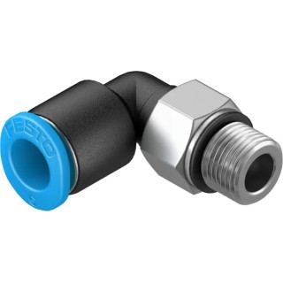 Festo Nickel Plated Brass 6mm Push-in Pneumatic Fitting Male M7 Threaded 90° QSML-M7-6