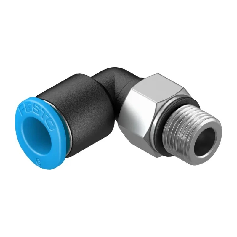 Festo Nickel Plated Brass 6mm Push-in Pneumatic Fitting Male M7 Threaded 90° QSML-M7-6