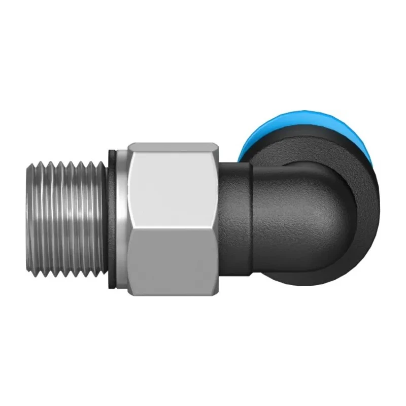 Festo Nickel Plated Brass 6mm Push-in Pneumatic Fitting Male M7 Threaded 90° QSML-M7-6