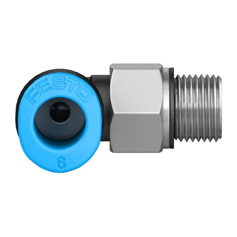 Festo Nickel Plated Brass 6mm Push-in Pneumatic Fitting Male M7 Threaded 90° QSML-M7-6