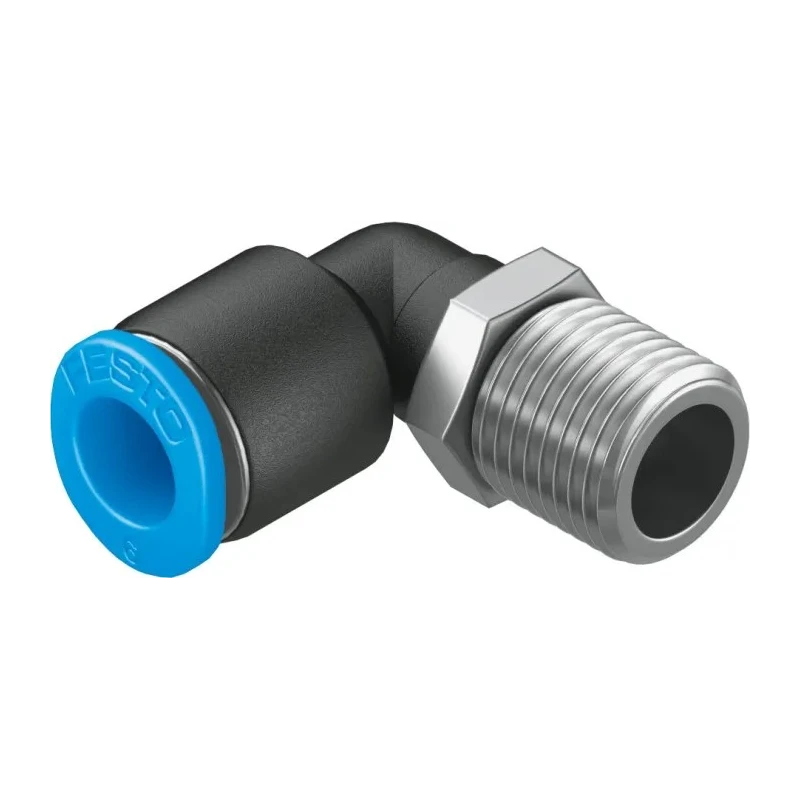 Festo Nickel Plated Brass 6mm Push-in Pneumatic Fitting, Male Thread R 1/8 in, 90° Angle QSML-1/8-6