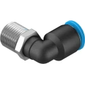 Festo Nickel Plated Brass 6mm Push-in Pneumatic Fitting, Male Thread R 1/8 in, 90° Angle QSML-1/8-6