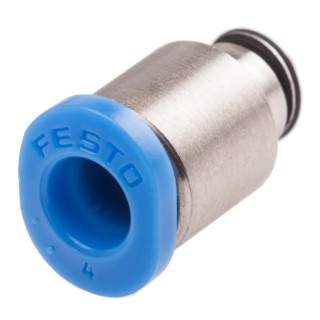 Festo Pneumatic Fitting 4mm Push-in Male Threaded-to-Tube Adaptor Steel Nickel Finish Maximum Pressure 14 bar QSM-M3-4-I