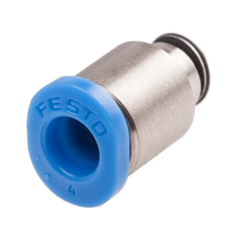 Festo Pneumatic Fitting 4mm Push-in Male Threaded-to-Tube Adaptor Steel Nickel Finish Maximum Pressure 14 bar QSM-M3-4-I