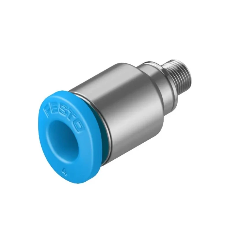Festo Pneumatic Fitting 4mm Push-in Male Threaded-to-Tube Adaptor Steel Nickel Finish Maximum Pressure 14 bar QSM-M3-4-I