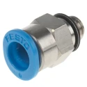 Festo Pneumatic Fitting 6mm Push-in, Male, M6, G, Brass, Nickel Finish, 14 bar Max Operating Pressure QSM-M6-6