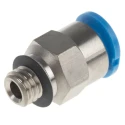 Festo Pneumatic Fitting 6mm Push-in, Male, M6, G, Brass, Nickel Finish, 14 bar Max Operating Pressure QSM-M6-6