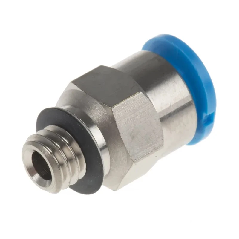 Festo Pneumatic Fitting 6mm Push-in, Male, M6, G, Brass, Nickel Finish, 14 bar Max Operating Pressure QSM-M6-6