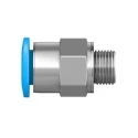 Festo Pneumatic Fitting 6mm Push-in, Male, M6, G, Brass, Nickel Finish, 14 bar Max Operating Pressure QSM-M6-6