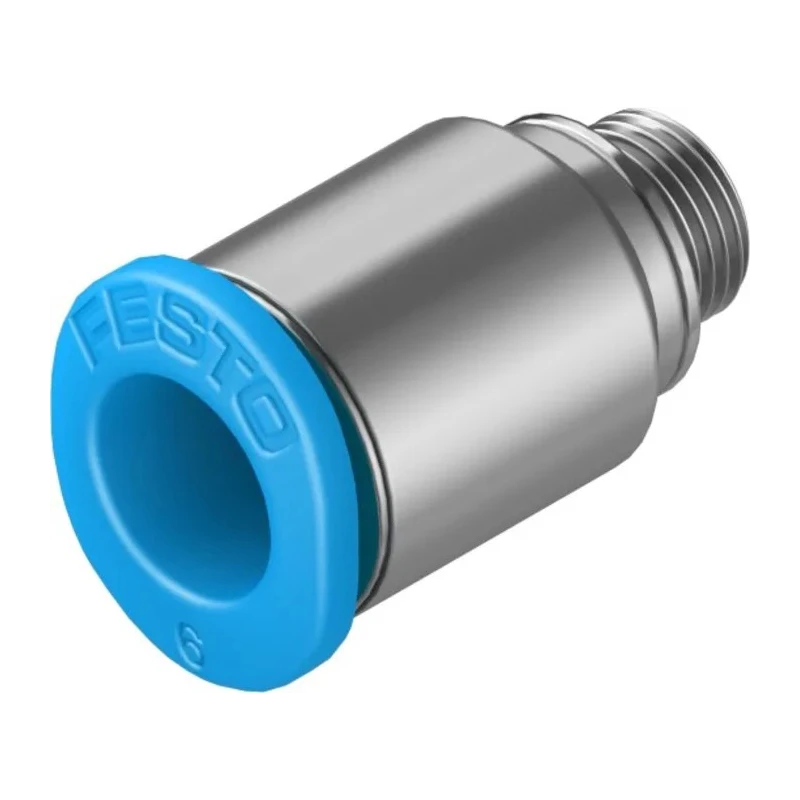 Festo Pneumatic Fitting 6mm Push-in, Male Thread M5, Nickel Finish QSM-M5-6-I