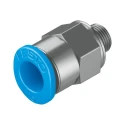 Festo Pneumatic Fitting 6mm Push-in Tube, Male M5 G-Threaded Connector, Brass Nickel Finish QSM-M5-6