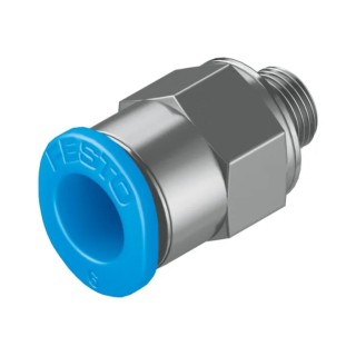 Festo Pneumatic Fitting 6mm Push-in Tube, Male M5 G-Threaded Connector, Brass Nickel Finish QSM-M5-6