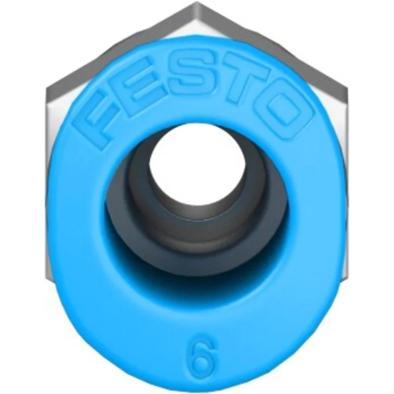 Festo Pneumatic Fitting 6mm Push-in Tube, Male M5 G-Threaded Connector, Brass Nickel Finish QSM-M5-6