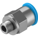 Festo Pneumatic Fitting 6mm Push-in Tube, Male M5 G-Threaded Connector, Brass Nickel Finish QSM-M5-6