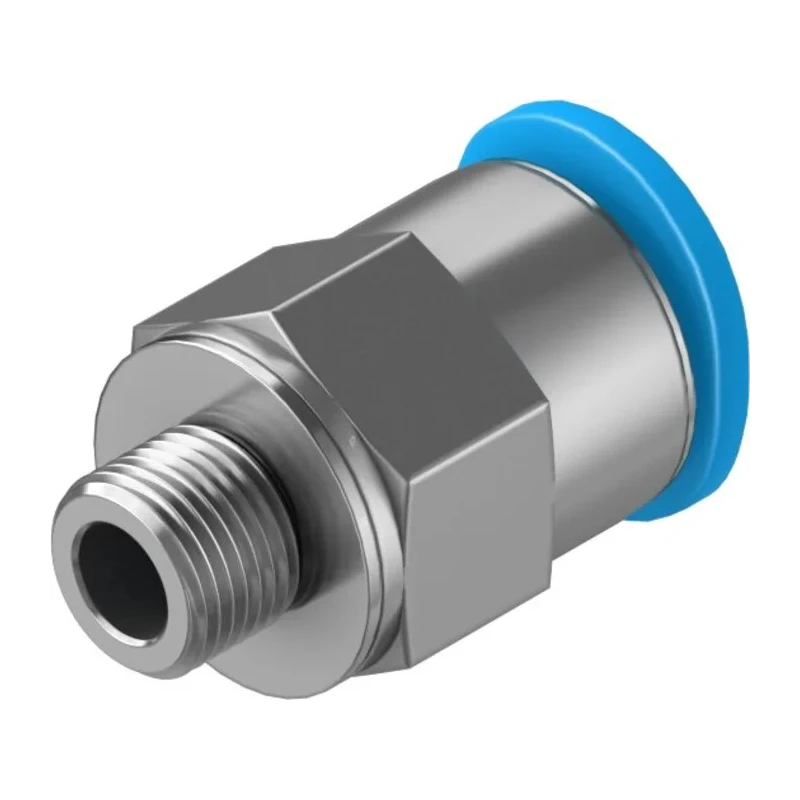 Festo Pneumatic Fitting 6mm Push-in Tube, Male M5 G-Threaded Connector, Brass Nickel Finish QSM-M5-6