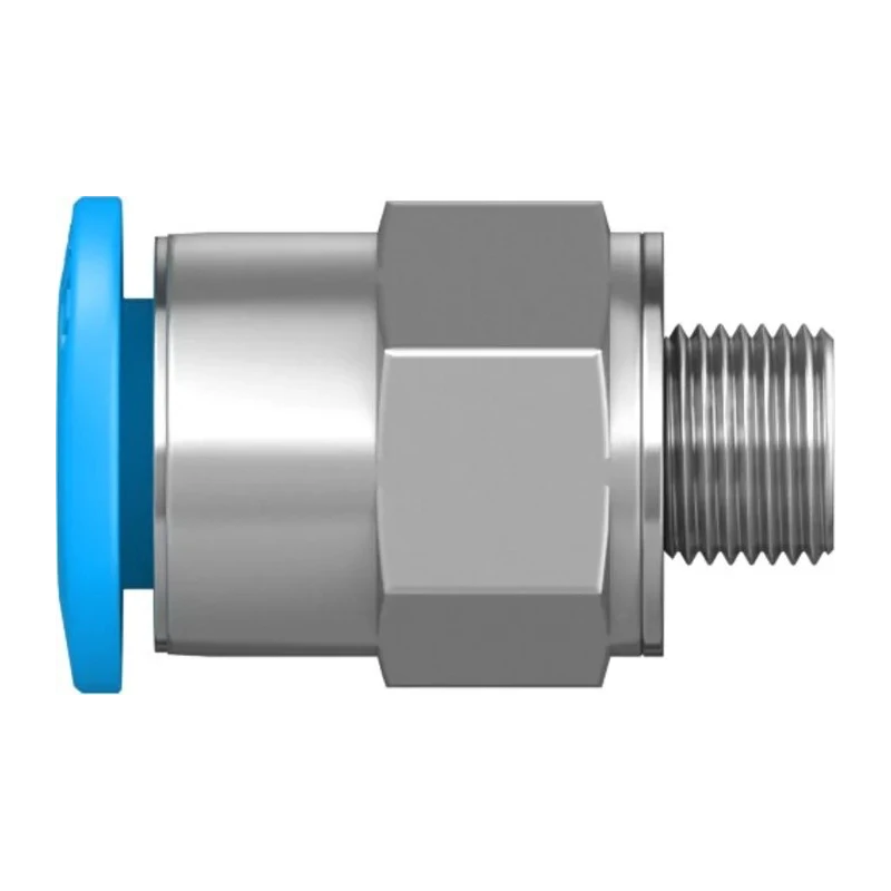 Festo Pneumatic Fitting 6mm Push-in Tube, Male M5 G-Threaded Connector, Brass Nickel Finish QSM-M5-6