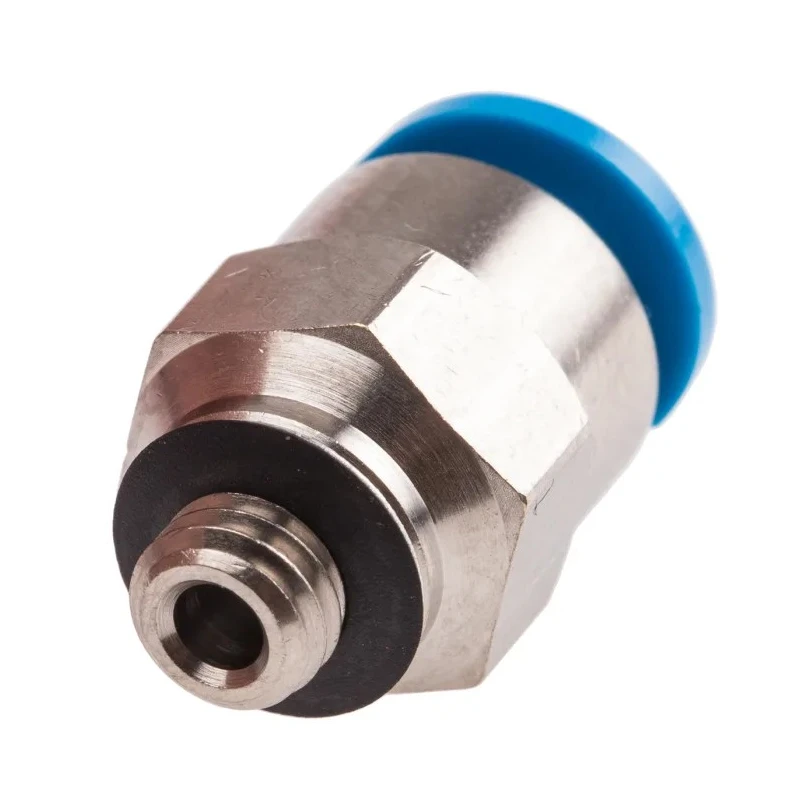 Festo Pneumatic Fitting 6mm Push-in Tube, Male M5 G-Threaded Connector, Brass Nickel Finish QSM-M5-6